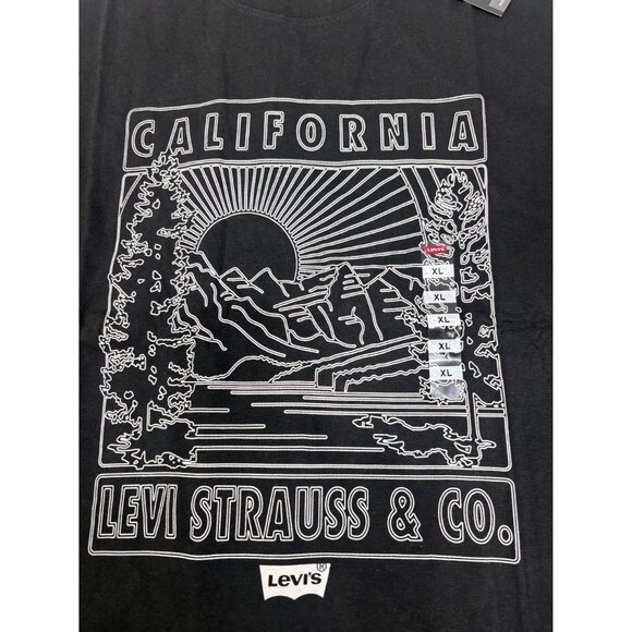 Levis Black California Graphic Mens T-Shirt XL Relaxed Fit 100% Cotton - Picture 7 of 7
